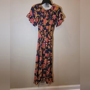 Jaase Endless Summer Blue Floral Maxi Dress Boho Vacation Resort Womens XS